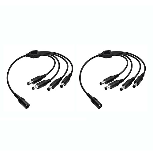 

ZOSI 2PCS 1 to 4 DC Power Cables Video and Power 12V DC Integrated Cable for CCTV Security Systems BNC Cables and Power Supply