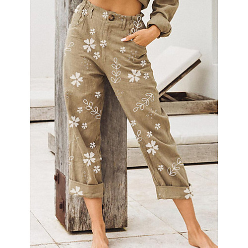 

Women's Basic Chinos Pants Print Black Blushing Pink Khaki Gray