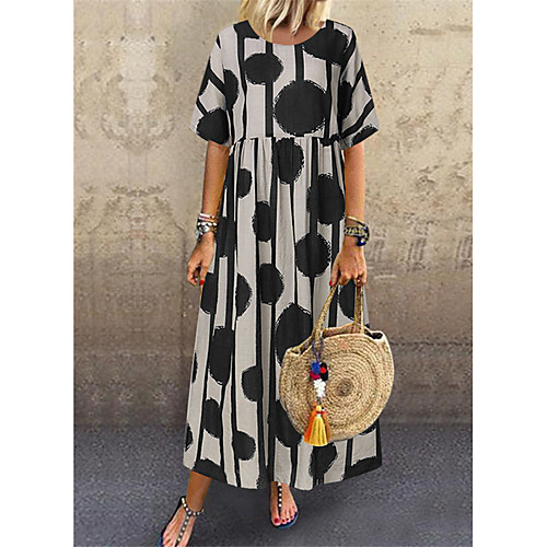 

Women's Shift Dress Knee Length Dress - Short Sleeves Polka Dot Spring Summer Casual Daily 2020 Light Brown Black Red Navy Blue M L XL XXL XXXL XXXXL XXXXXL