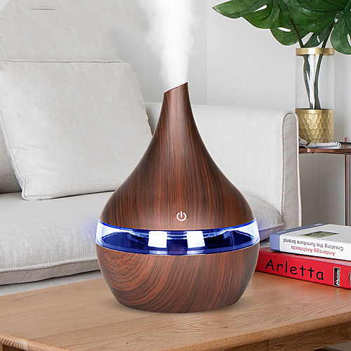 

300ml USB Electric Aroma air diffuser wood grain Ultrasonic air humidifier cool mist maker with 7 colors lights for home