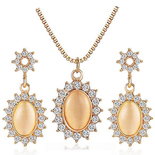 

Women's Cat's Eye Jewelry Set Bridal Jewelry Sets 3D Flower Fashion Gold Plated Earrings Jewelry Gold For Christmas Wedding Halloween Party Evening Gift 1 set