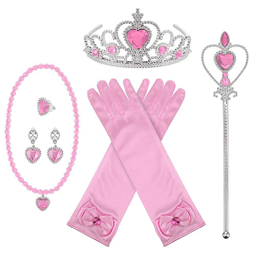 

Princess Crown Outfits Masquerade Girls' Movie Cosplay Cosplay Halloween Pink 1 Ring Gloves Crown Halloween Carnival Masquerade Resin Plastic / Necklace / Earrings / Wand