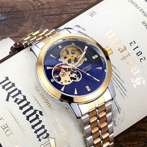 

Men's Mechanical Watch Automatic self-winding Stainless Steel 30 m Water Resistant / Waterproof Noctilucent Day Date Analog Fashion Cool - BlackGloden WhiteGolden White One Year Battery Life