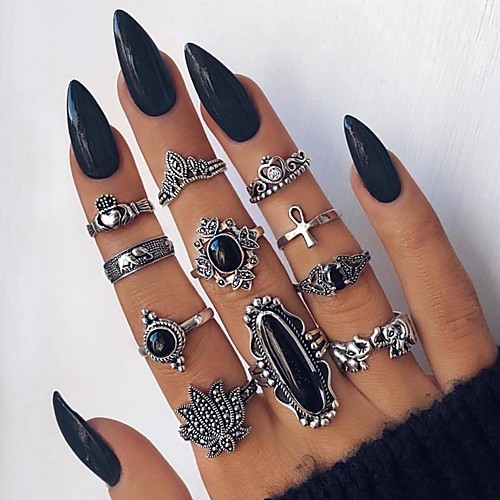 

Women's Ring Set 11pcs Silver Alloy Circular Boho Street Jewelry