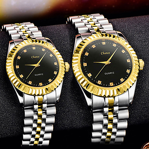 

Unisex Steel Band Watches Casual Minimalist Silver Gold Alloy Chinese Quartz White Black Gold Cool Large Dial 2 Piece Analog One Year Battery Life