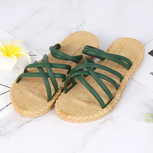 

Women's Slippers & Flip-Flops Summer Flat Heel Open Toe Daily PVC White / Black / Pink