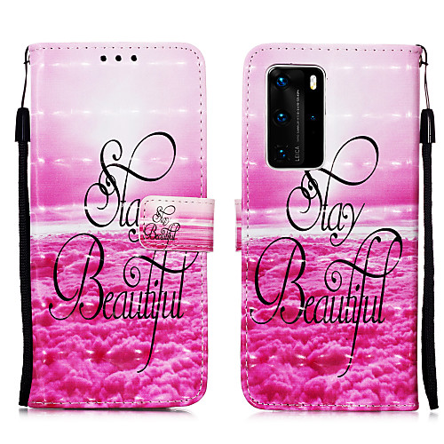 

Case For Huawei HUAWEI P40 PRO / P40 lite E / P40 lite Card Holder / Shockproof / Flip Back Cover Word / Phrase / sky PU Leather / TPU