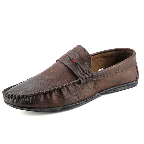 

Men's Fall Daily Outdoor Loafers & Slip-Ons Walking Shoes PU Breathable Wear Proof Black / Khaki / Brown