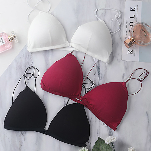 

Women's Wireless Triangle Cup Bra Solid Color Red White Black