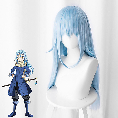 

Rimuru Tempest Cosplay Wigs Women's Asymmetrical 33 inch Heat Resistant Fiber kinky Straight Blue Adults' Anime Wig