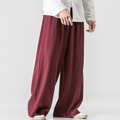 

Men's Basic Loose Bootcut Pants - Solid Colored Drawstring Wine Black Navy Blue US32 / UK32 / EU40 / US34 / UK34 / EU42