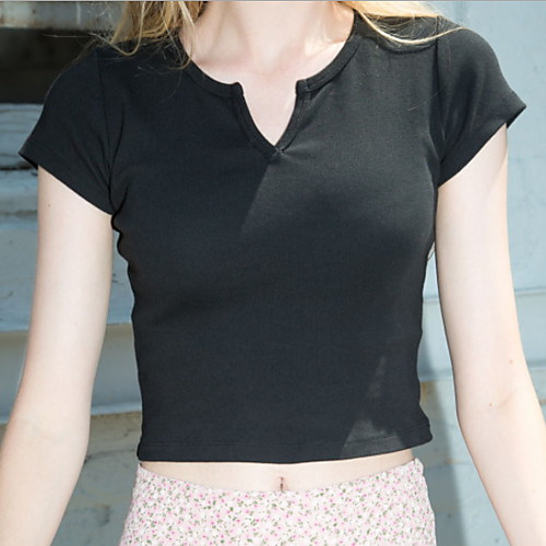 

Women's Solid Colored T-shirt Daily V Neck White / Black / Blue / Blushing Pink / Green / Gray