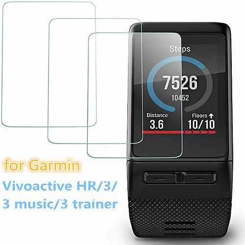 

3 PCS Screen Protector for Garmin Vivoactive HR/3 trainer/3 Music/3 Tempered Glass Transparent High Definition (HD) Scratch Proof/9H Hardness