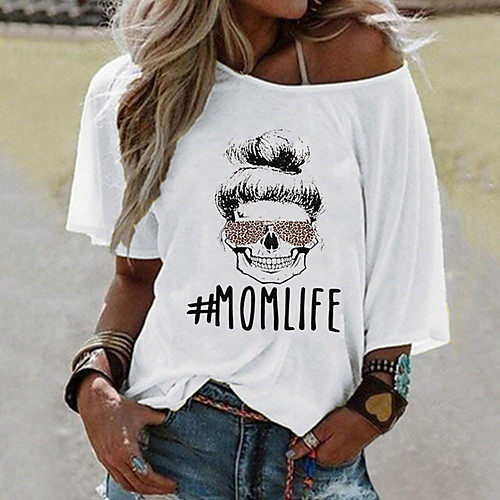 

Women's Geometric Print Loose T-shirt Daily White / Yellow / Blushing Pink / Fuchsia / Light Blue