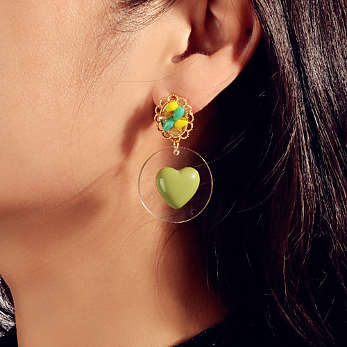

Women's Earrings Geometrical Sweet Heart Birthday Basic Elegant Korean Sweet French Resin Earrings Jewelry Yellow / Green For Birthday Party Evening Engagement Beach Promise 1 Pair