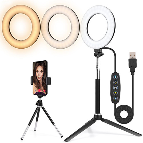 

LITBest Desk / Outdoor Mount Stand Holder Adjustable Stand / Mobile phone holder with fill light Adjustable / 360°Rotation / Mobile phone holder with fill light Metal Holder