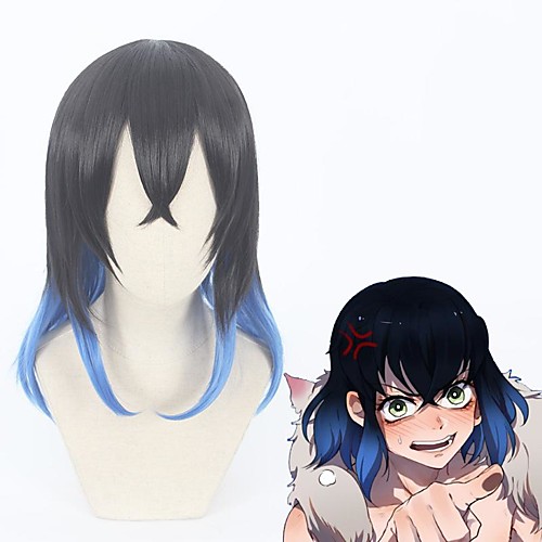 

Demon Slayer: Kimetsu no Yaiba Hashibira Inosuke Cosplay Wigs Men's With Bangs 12 inch Heat Resistant Fiber kinky Straight Ombre Teen Adults' Anime Wig