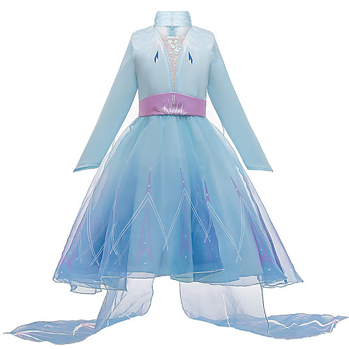 

Princess Elsa Girls' Dress Flower Girl Dress Movie Cosplay A-Line Slip Vacation Dress Blue Children's Day Masquerade Dress Tulle Polyester