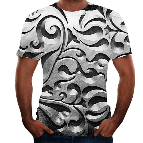 

Men's T shirt Shirt Color Block 3D Animal Plus Size Short Sleeve Going out Tops Basic Round Neck Rainbow