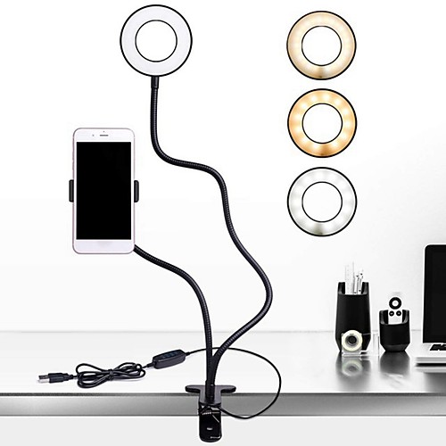 

2 In 1 Lazy Phone Holder 3 Modes LED Fill Light Long Desktop stand Adjustable Aluminum alloy Mount live video streaming for Phone