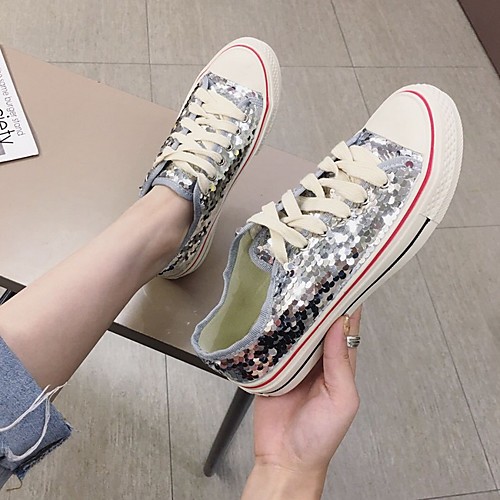 

Women's Sneakers Summer Flat Heel Round Toe Daily PU Silver / Rainbow