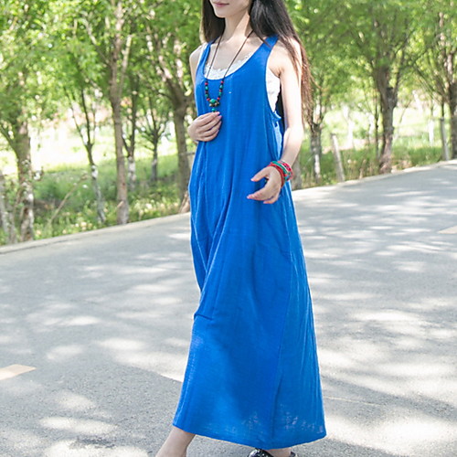 

Women's Sundress Dress - Sleeveless Solid Color Summer Street chic 2020 White Fuchsia Green Royal Blue One-Size