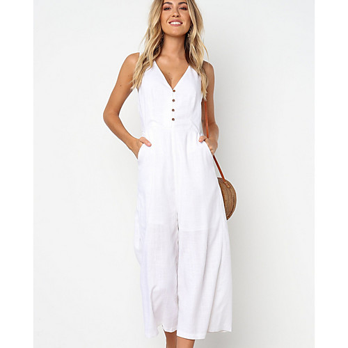 

Women's Khaki White Black Jumpsuit Onesie, Solid Colored S M L