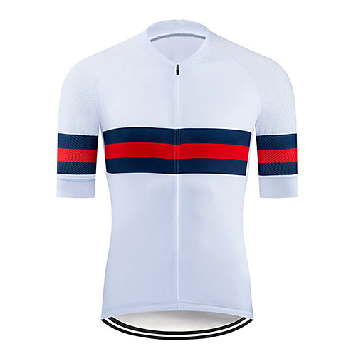 

21Grams Men's Short Sleeve Cycling Jersey Summer Polyester Red / White Stripes Solid Color Bike Jersey Top Mountain Bike MTB Road Bike Cycling UV Resistant Quick Dry Breathable Sports Clothing Apparel