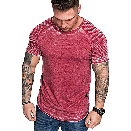 

Men's T shirt Solid Colored Asymmetric Short Sleeve Daily Tops Basic Streetwear Blue Red Khaki