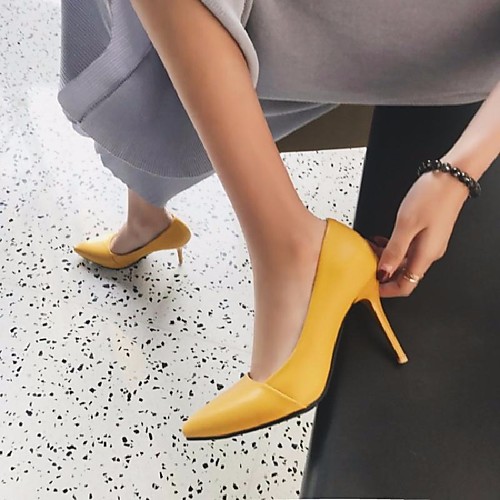 

Women's Heels Summer Stiletto Heel Pointed Toe Daily PU Black / Yellow / Pink