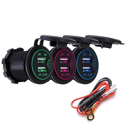 

P8-S Touch Switch with Power Cord 3.1A Dual USB Car Motorized Modified Charger Phone 12-24V