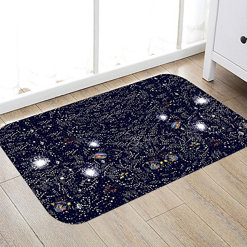 

Black Starry Sky Print High Quality Memory Foam Bathroom Carpet and Door Mat Non-slip Absorbent Super Comfortable Flannel Bathroom Carpet Bed Rug