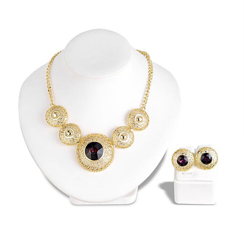 

Women's Synthetic Aquamarine Jewelry Set Classic Flower Stylish Gold Plated Imitation Diamond Earrings Jewelry Gold For Party Evening Gift Festival 1 set