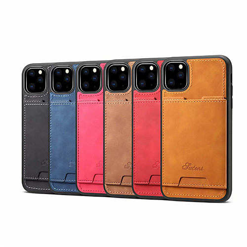 

Case For Apple iPhone 7/8/SE 2020/7P/8P/X/XS/XR/XS Max/11/11 Pro/11 Pro Max Card Holder / Shockproof Back Cover Solid Colored PU Leather / TPU