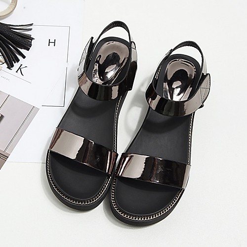 

Women's Sandals Summer Flat Heel Open Toe Daily PU Black