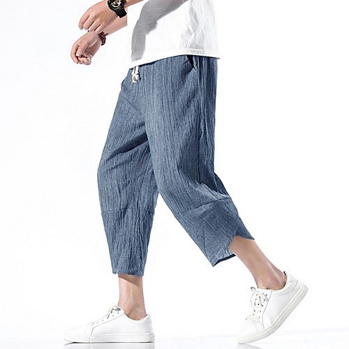 

Men's Sporty Chinoiserie Loose Chinos Pants - Solid Colored Drawstring Comfort Cotton Black Blue Dark Gray US32 / UK32 / EU40 / US34 / UK34 / EU42 / US38 / UK38 / EU46