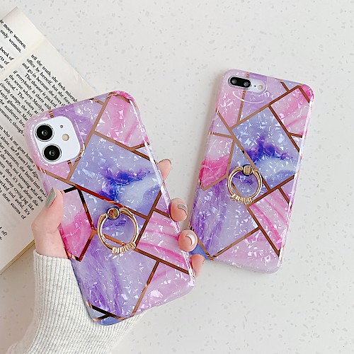 

Case for Apple 11 11Pro 11ProMax X XR XSMAX stitched electroplated marble pattern IMD process matte TPU material ring phone case lanxun