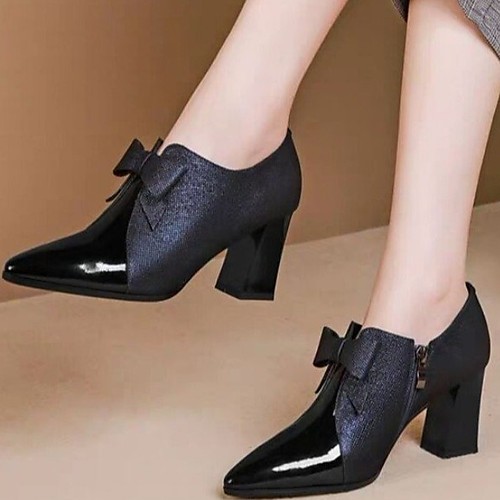 

Women's Heels Fall Cuban Heel Pointed Toe Daily PU Black / Blue