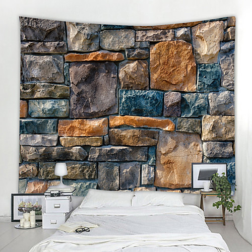 

Vintage 3D Wall Tapestry Art Decor Blanket Curtain Picnic Tablecloth Hanging Home Bedroom Living Room Dorm Decoration Brick Stone