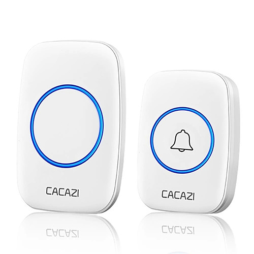 

CACAZI A10 Wireless Doorbell Waterproof 100-240V 300M Range Music Door Bell Home 60 Chimes Door Ring 1 Receiver 1 Transmitter