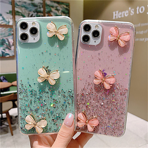 

3D Butterfly Glitter Powder Phone Case For iPhone SE 2020 / 11 / 11Pro / 11 Pro Max / X / XS / XR / XS MAX / 8 Plus / 8 / 7 Plus / 7 / 6 Plus / 6 Soft Silicone TPU Back Case Bling Cover