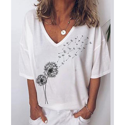 

Women's Geometric T-shirt Daily Weekend White / Black / Gray / Light Blue