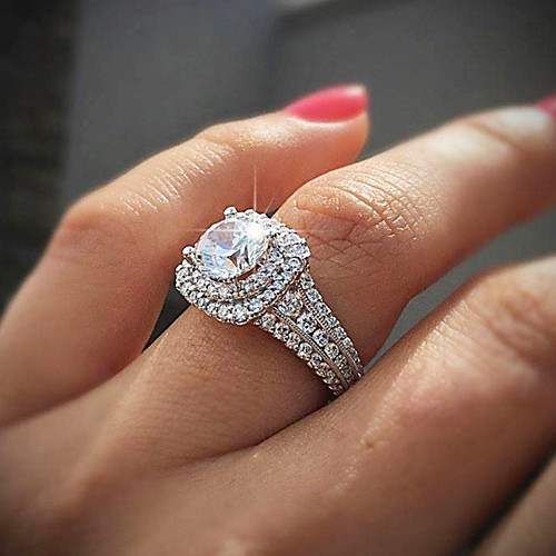 

Women's Ring Belle Ring AAA Cubic Zirconia 1pc Blushing Pink White Copper Silver-Plated Irregular Statement Luxury Party Evening Gift Jewelry Geometrical Wearable
