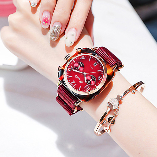 

Women's Quartz Watches Fashion Colorful Fabric Japanese Quartz Blue Red Green Water Resistant / Waterproof Calendar / date / day 30 m 1 pc Analog - Digital One Year Battery Life