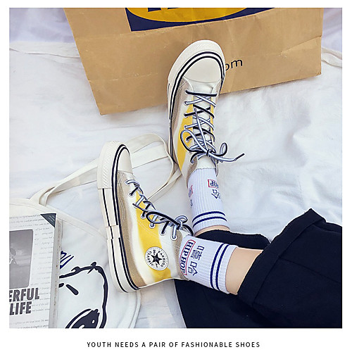 

Women's Sneakers Spring & Fall Flat Heel Round Toe Daily Canvas Yellow / Pink