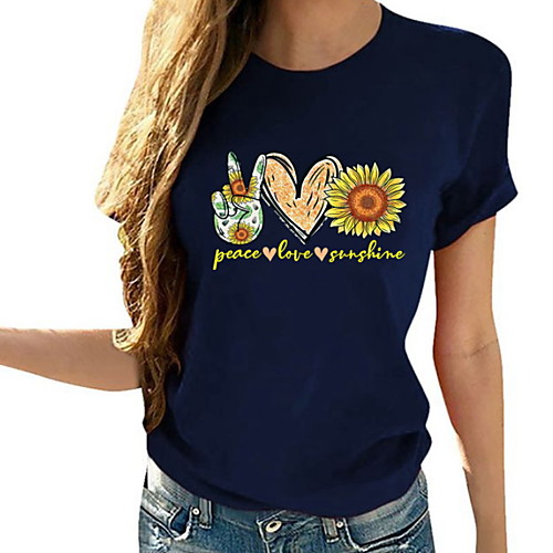 

Women's Floral Graphic Sun Flower T-shirt Daily Wine / Black / Red / Navy Blue / Gray