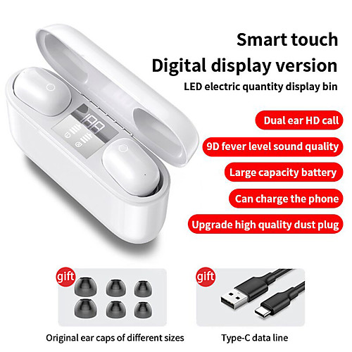

Caldecott M2 TWS True Wireless Earbuds Wireless Bluetooth 5.0 Stereo HIFI with Charging Box IPX5 LED Power Display for Travel Entertainment
