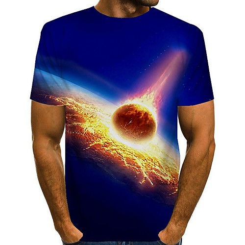 

Men's Galaxy Graphic T-shirt Daily Wine / Blue / Yellow / Green / Dark Gray / Gray