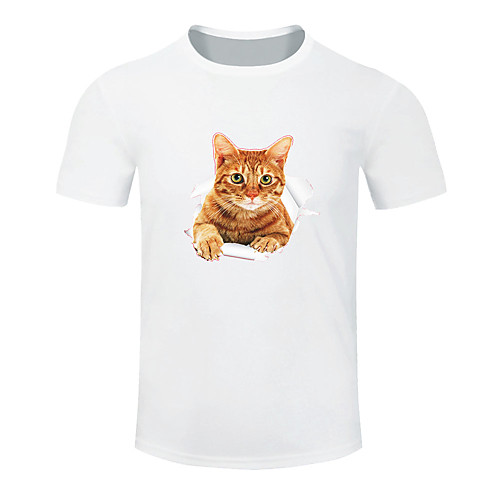 

Men's Short Sleeve Running Shirt Tee Tshirt Top Summer Cotton Moisture Wicking Breathable Soft Gym Workout Running Walking Jogging Sportswear Cat Plus Size White Black Burgundy Royal Blue Gray