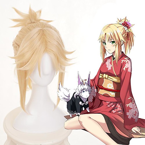 

Fate / Stay Night Cosplay Cosplay Wigs Women's With Ponytail 20 inch Heat Resistant Fiber Curly Blonde Teen Adults' Anime Wig